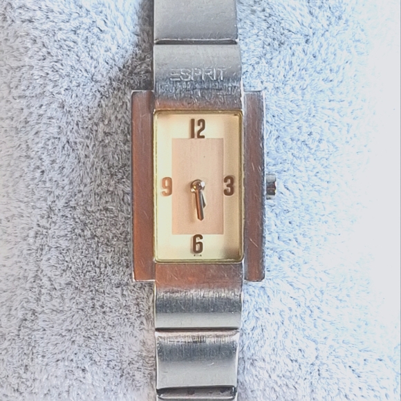 Vintage Esprit Stainless Steel Rectangle Dial Ladies Watch, New Battery - Picture 1 of 7